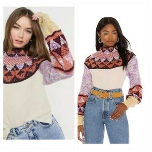 Free People Femme Combo Pattern Sweater Size M